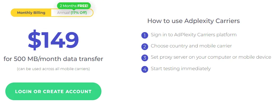 AdPlexity Carrier Ads Pricing