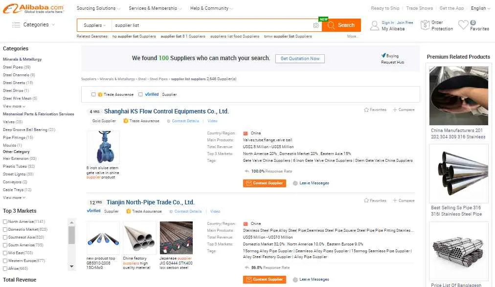 Supplier on Alibaba