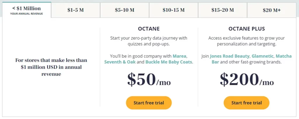 Octane AI Pricing Plans