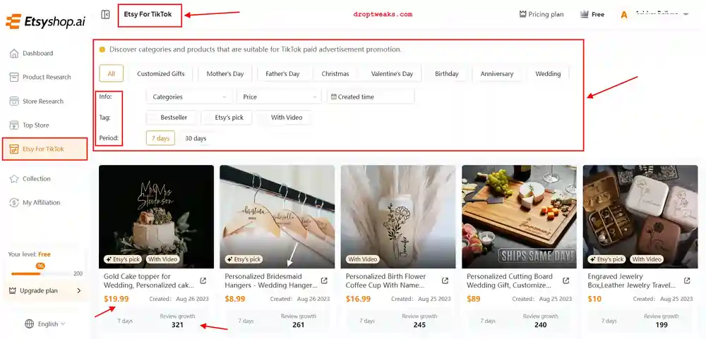 Etsyshop.ai Etsy for TikTok Feature
