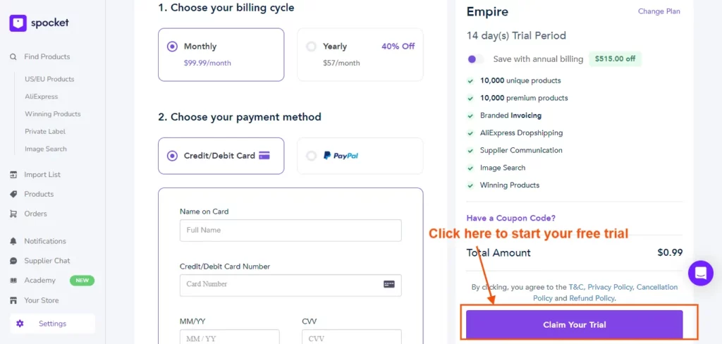 Claim Spocket free trial