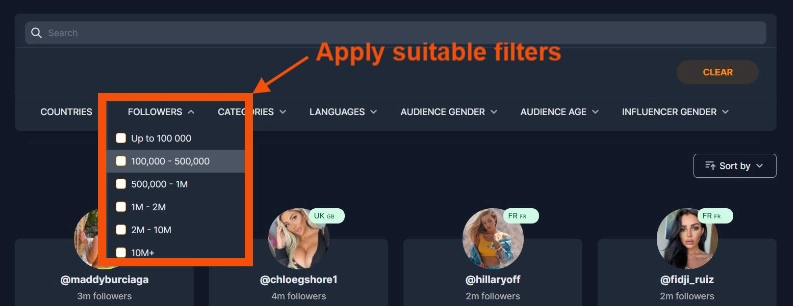 Minea Influencer Search Tool