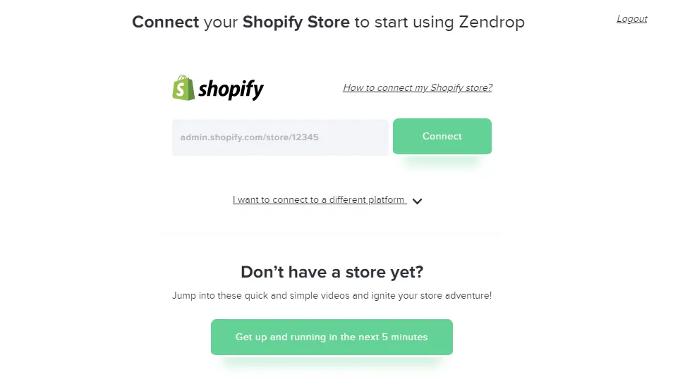 Connect Shopify store with Zendrop