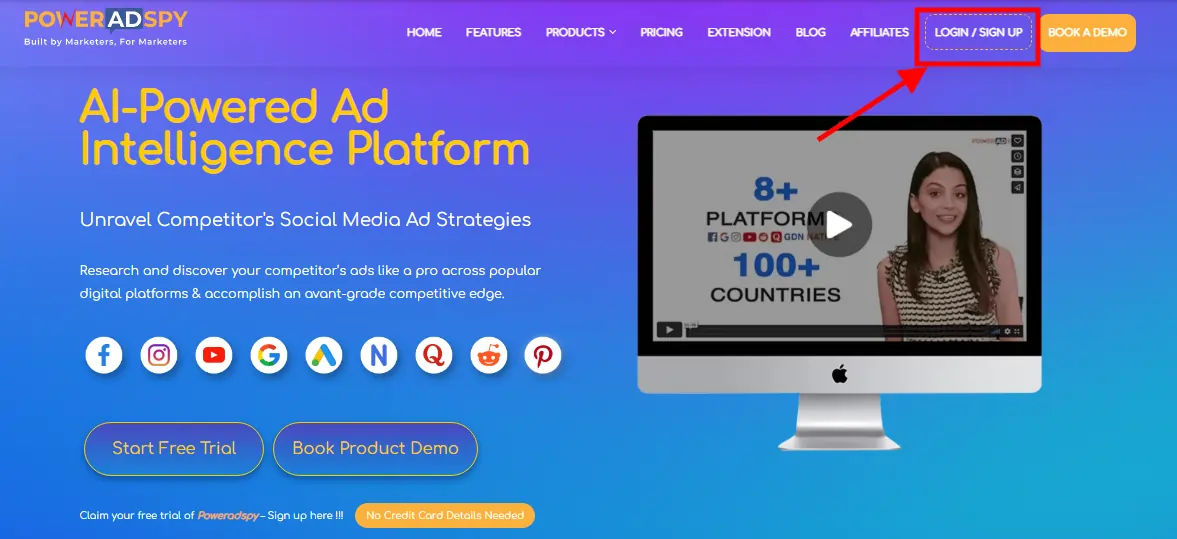Sign Up for PowerAdSpy