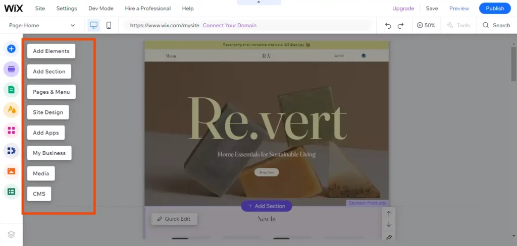 Wix tools and features