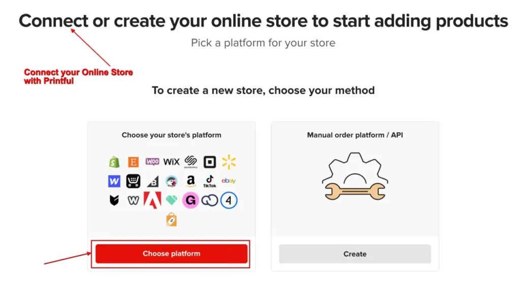 Printful dashboard- connect your account