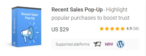 Recent Sales Pop-Up